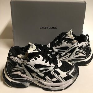 Balenciaga Runner Track Trainers White Black Women Size 8 BST